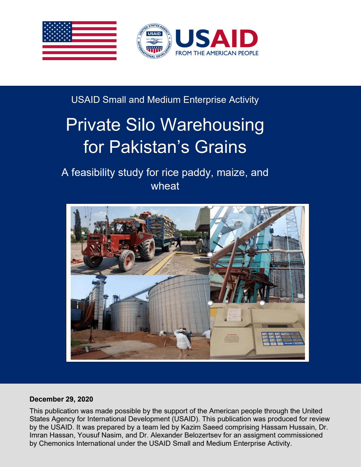 Cover of the USAID feasibility study: Private Silo Warehousing for Pakistan's Grains